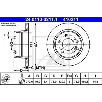 Jeu de 2 disques de frein arrière ATE OEM 34211160809
