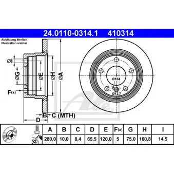 Jeu de 2 disques de frein arrière ATE OEM 34216764647