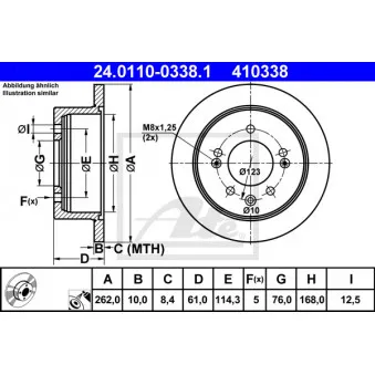 Jeu de 2 disques de frein arrière ATE OEM 584112H300