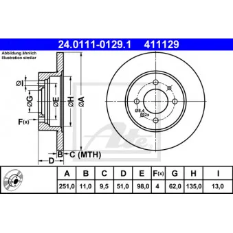 ATE 24.0111-0129.1 - Jeu de 2 disques de frein avant