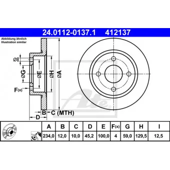 Jeu de 2 disques de frein avant ATE OEM 402065F003