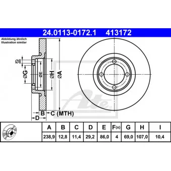 Jeu de 2 disques de frein avant ATE 24.0113-0172.1