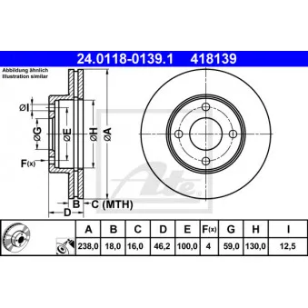 ATE 24.0118-0139.1 - Jeu de 2 disques de frein avant