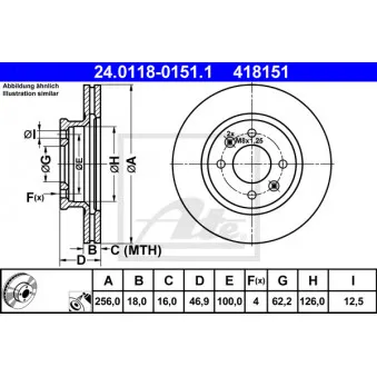 Jeu de 2 disques de frein avant ATE OEM 517121J500