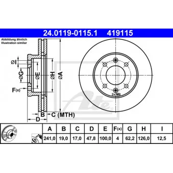Jeu de 2 disques de frein avant ATE OEM 517121C000