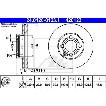 Jeu de 2 disques de frein avant ATE 24.0120-0123.1 pour VOLKSWAGEN PASSAT 2.0 - 115cv