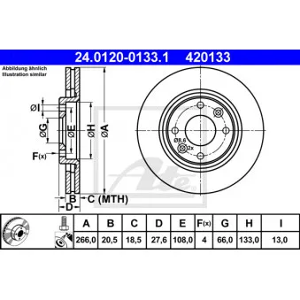 Jeu de 2 disques de frein avant ATE 24.0120-0133.1 pour CITROEN XSARA 1.9 D - 70cv