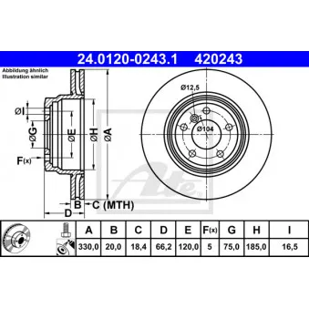 Jeu de 2 disques de frein arrière ATE OEM 34216864899