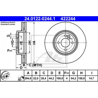 ATE 24.0122-0244.1 - Jeu de 2 disques de frein avant