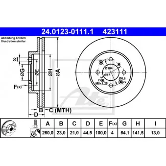 ATE 24.0123-0111.1 - Jeu de 2 disques de frein avant