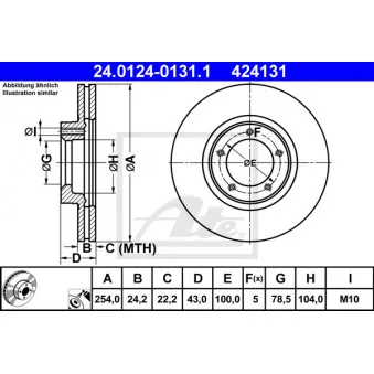 Jeu de 2 disques de frein avant ATE 24.0124-0131.1 pour FORD TRANSIT 2.0 - 90cv