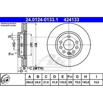 Jeu de 2 disques de frein avant ATE 24.0124-0133.1 pour OPEL VECTRA 2.5 V6 - 170cv