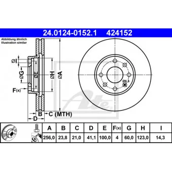 Jeu de 2 disques de frein avant ATE 24.0124-0152.1 pour OPEL ASTRA 1.6 - 103cv