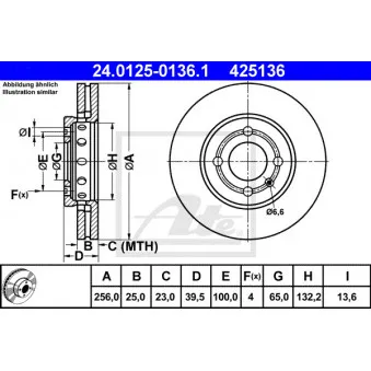 Jeu de 2 disques de frein avant ATE 24.0125-0136.1 pour VOLKSWAGEN POLO 1.6 16V GTI - 125cv