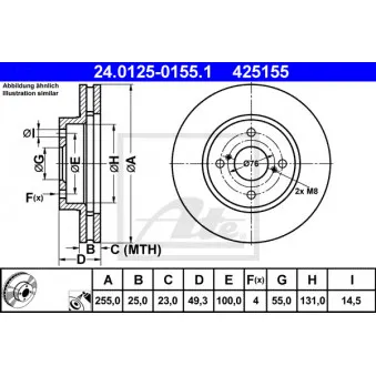 ATE 24.0125-0155.1 - Jeu de 2 disques de frein avant