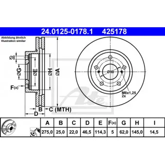 Jeu de 2 disques de frein avant ATE OEM 4351242040