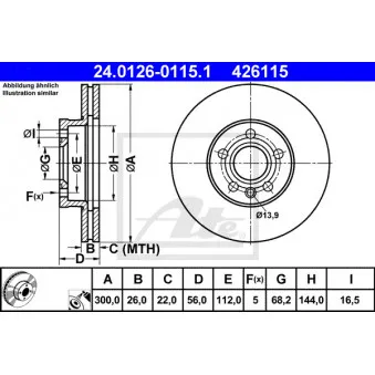 Jeu de 2 disques de frein avant ATE 24.0126-0115.1 pour VOLKSWAGEN TRANSPORTER - COMBI 2.4 D - 78cv