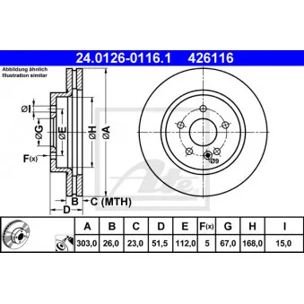 Jeu de 2 disques de frein avant ATE OEM A1634210212