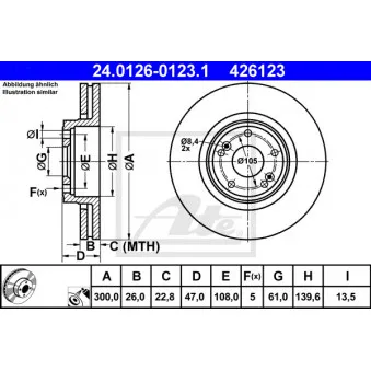 Jeu de 2 disques de frein avant ATE 24.0126-0123.1 pour RENAULT LAGUNA 1.9 dCi - 125cv