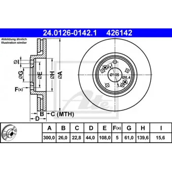 Jeu de 2 disques de frein avant ATE 24.0126-0142.1 pour RENAULT SCENIC 1.9 DCI RX4 - 101cv