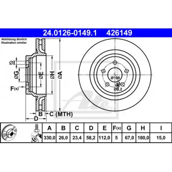 Jeu de 2 disques de frein arrière ATE OEM 2304230812