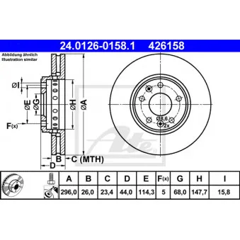 Jeu de 2 disques de frein avant ATE 24.0126-0158.1 pour RENAULT LAGUNA 2.0 DCI GT - 178cv