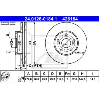 Jeu de 2 disques de frein avant ATE OEM 4351202330