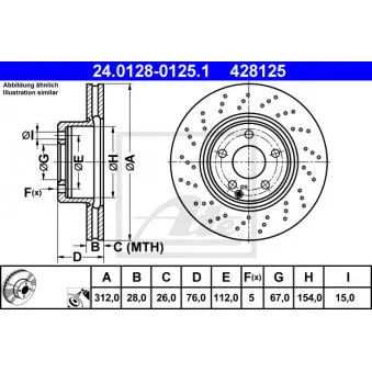 ATE 24.0128-0125.1 - Jeu de 2 disques de frein avant