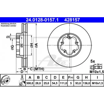 Jeu de 2 disques de frein avant ATE 24.0128-0157.1 pour FORD TRANSIT 2.2 TDCi - 115cv