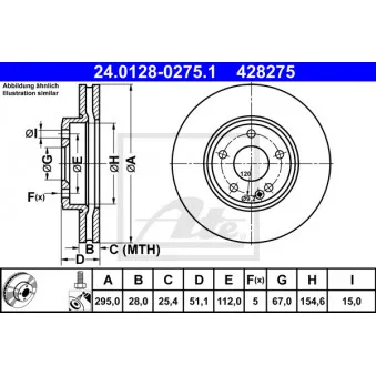 Jeu de 2 disques de frein avant ATE 24.0128-0275.1 pour MERCEDES-BENZ CLASSE A A 220 4-matic - 184cv