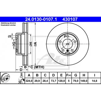Jeu de 2 disques de frein avant ATE OEM 34116767059