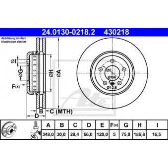 Jeu de 2 disques de frein avant ATE OEM 34116775277