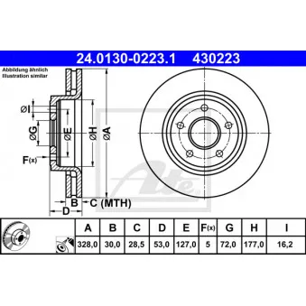 Jeu de 2 disques de frein avant ATE 24.0130-0223.1 pour MAN F2000 3.0 CRD - 211cv