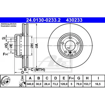 Jeu de 2 disques de frein avant ATE OEM 34116792223