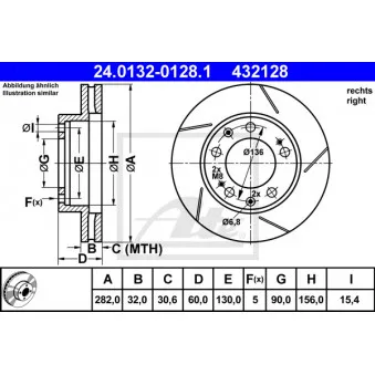 Disque de frein avant droit ATE 24.0132-0128.1