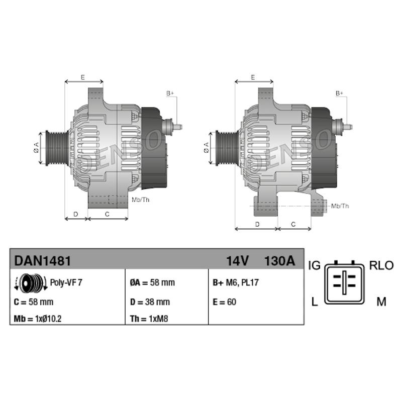 Alternateur DENSO DAN1481 - Visuel 2
