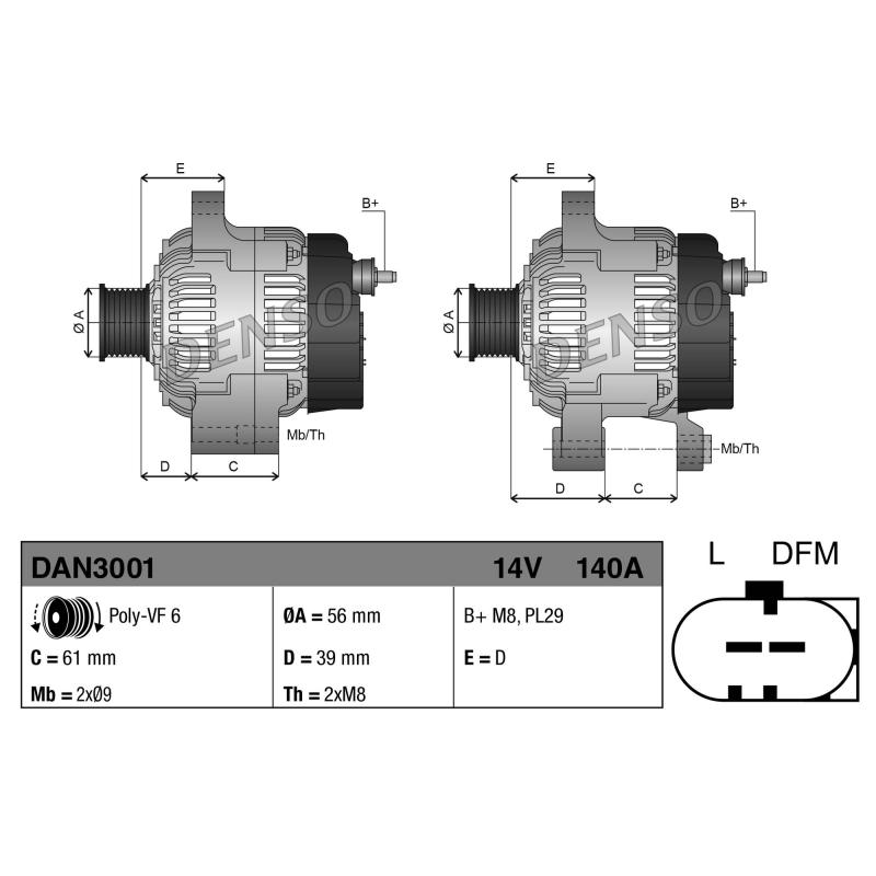Alternateur DENSO DAN3001 - Visuel 2