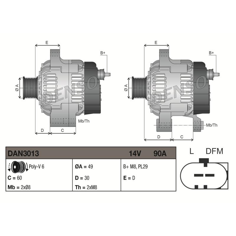 Alternateur DENSO DAN3013 - Visuel 2