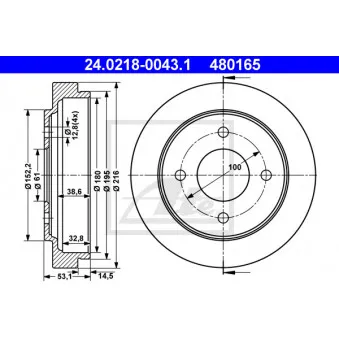 Tambour de frein ATE OEM 432065F012
