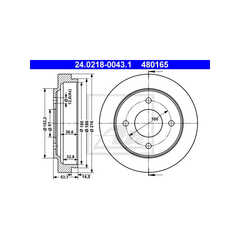Tambour de frein ATE 24.0218-0043.1 - Visuel 1
