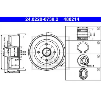 ATE 24.0220-0738.2 - Tambour de frein