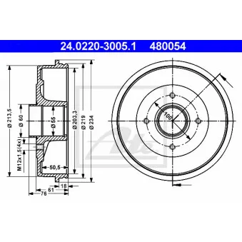 Tambour de frein ATE 24.0220-3005.1