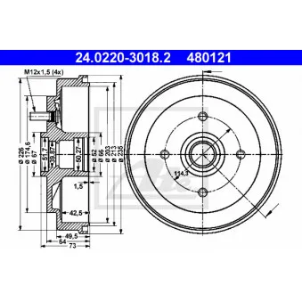 Tambour de frein ATE 24.0220-3018.2