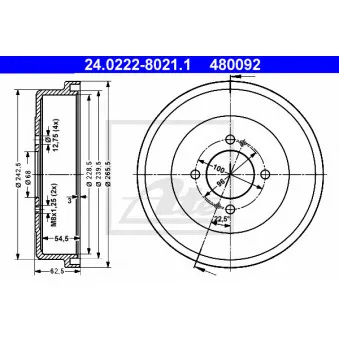 Tambour de frein ATE 24.0222-8021.1
