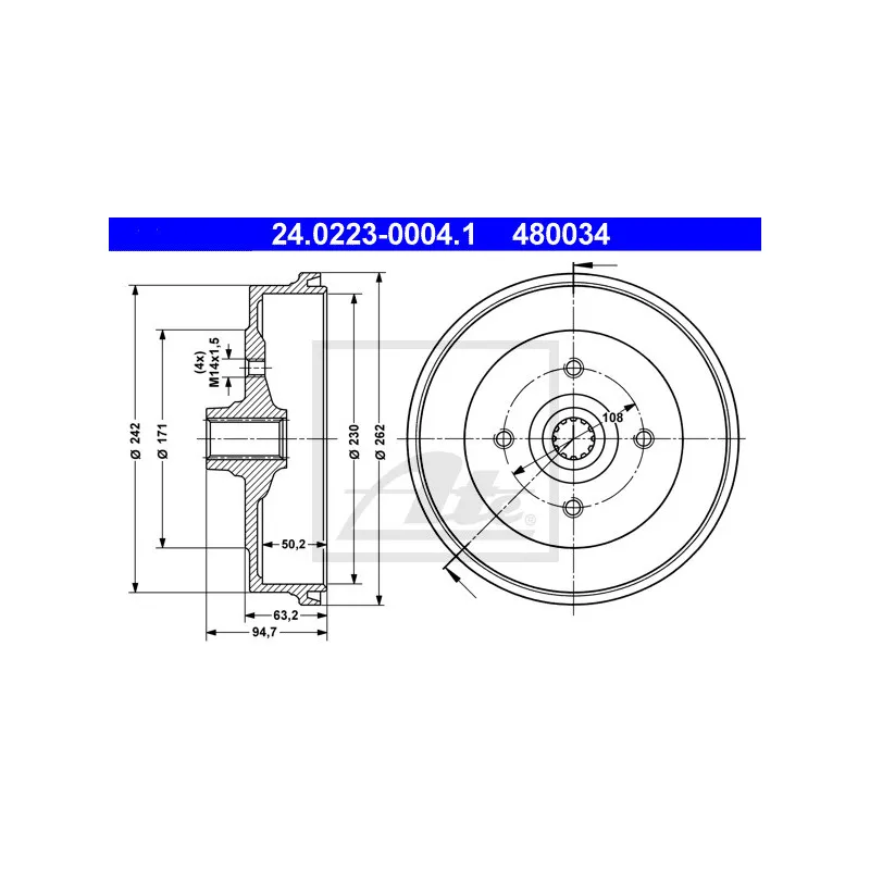 Tambour de frein ATE 24.0223-0004.1 - Visuel 1