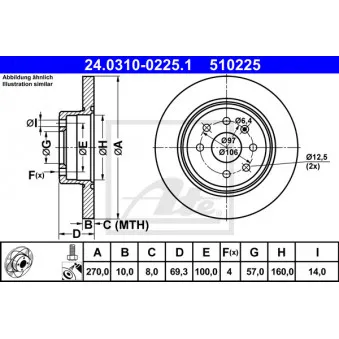 Jeu de 2 disques de frein arrière ATE OEM 569209