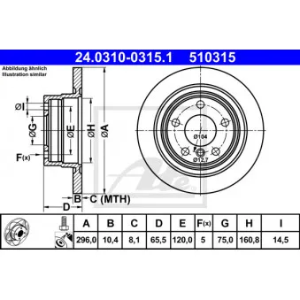 Jeu de 2 disques de frein arrière ATE OEM 34214031725