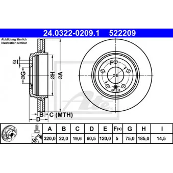Jeu de 2 disques de frein arrière ATE OEM 34201166073