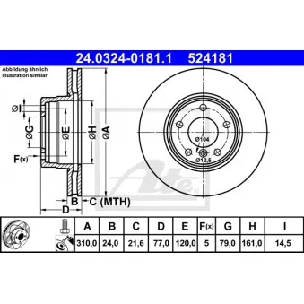 ATE 24.0324-0181.1 - Jeu de 2 disques de frein avant