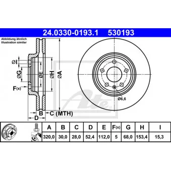 Jeu de 2 disques de frein avant ATE 24.0330-0193.1 pour AUDI Q5 2.0 TDI - 143ch